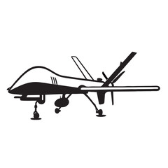 Military Combat Drone UAV Silhouette Black and White Vector Isolated on White Background