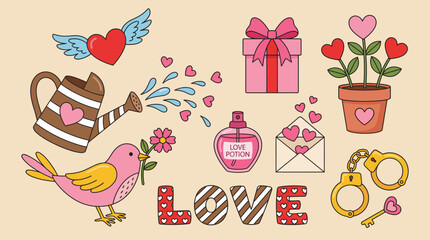 Romantic Elements and Symbols for Valentine s Day