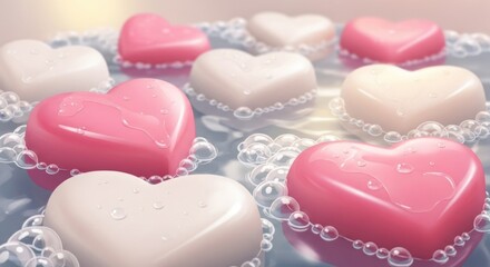 Obraz premium This image features colorful heart shaped candy sweets symbolizing love, romance, and celebration. It represents affection, sweetness, and festive emotions, making it perfect for Valentine’s Day theme