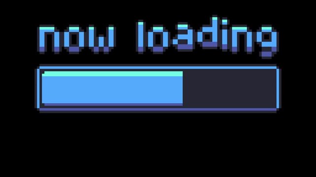 Pixel Art Blue Loading Animation Seamless Loop