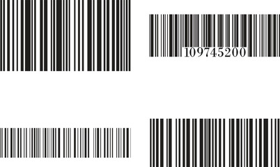 Barcode icon set vector illustration for scanning retail product identification, digital inventory tracking, modern flat design symbol set collection group for web app print use.