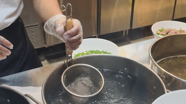 Restaurant Meat Preparation is vital. Professional chef performs Restaurant Meat Preparation now. Using large pot of boiling water for Restaurant Meat Preparation ensures tender beef.