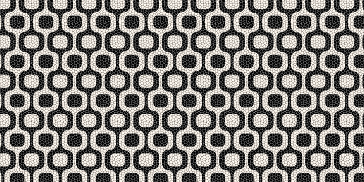 Ipanema sidewalk pattern with cobblestone texture. Leblon beach boardwalk in Brazilian Rio de Janeiro. Repeating print with optical illusion in Portuguese pavement style. Vector illustration.