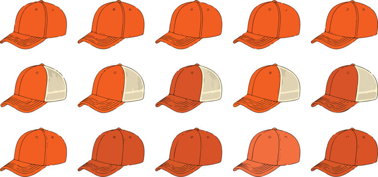 Baseball Cap Collection Vector Set  Snapback and Trucker Hats in Multiple AnglesBaseball Cap Collection Vector Set  Snapback and Trucker Hats in Multiple Angles