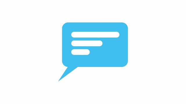 Blue Chat Message Bubble Appearing with Typing blank Lines Animation on Transparent Background &ndash; Messaging App Conversation Concept