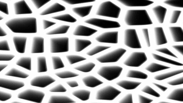 Abstract white glowing organic 3d cellular mesh pattern on black background