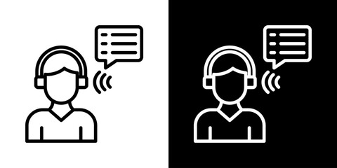 Fototapeta premium Listening Icon Of Line Black And White Style