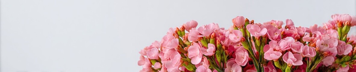 Obraz premium Pink Cockscomb Flowers Blooming in a Dense Cluster for Botanical Marketing Content and Floral Arrangement Advertising Backdrop with Large Copy Space on Gray Background