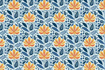 Refined Botanical Floral Textile Pattern Seamless Arrangement
