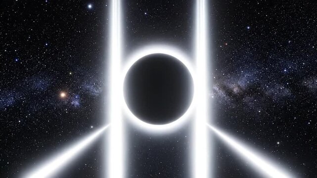 Abstract illustration of a glowing ring in a starry background
