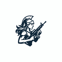 Fototapeta premium War Goddess With Gun Logo