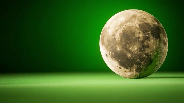 Lunar Serenity: The Moon, in its textured beauty, rests gracefully on a vibrant, illuminating surface, offering a unique perspective of our celestial companion.