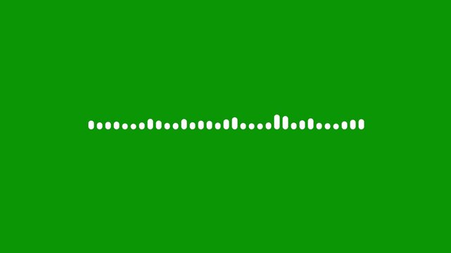 Sound wave audio spectrum animation, white cartoon doodle audio sound wave, minimal music sound wave icon animation, podcast sound waves for online audio streaming on a green background. 4k video