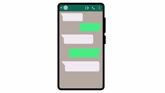 Realistic Smartphone Showing Text Messages on Transparent Background, Send or Receive Chat Animation with Clean UI Text Bubbles in 4K