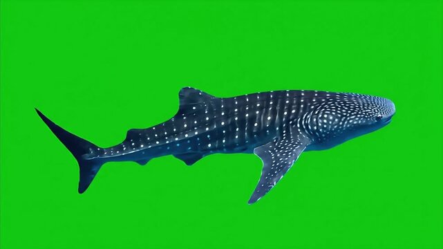 Majestic Whale Shark Swimming on a Green Screen Background
