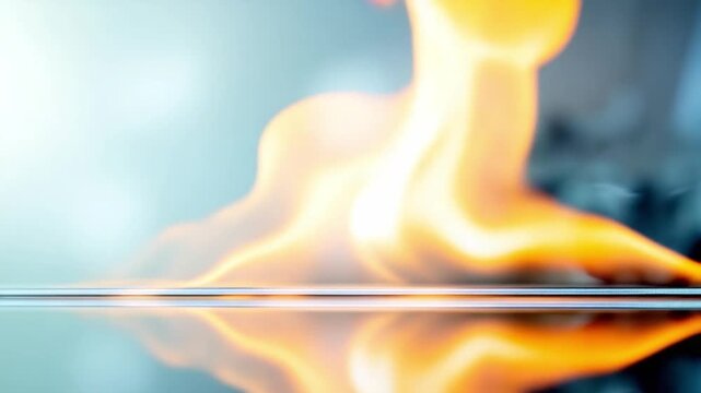 Flame dance and reflection: This image showcases a striking dance of flames reflected on a mirrored surface.