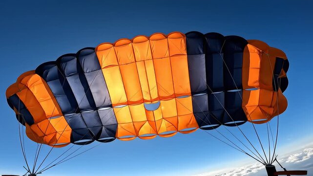 Parachute in sky with sun