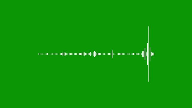 Sound waves loop animation, white cartoon audio sound wave, for music production voice recording and sound visualization, line audio wave visualization voice record, sound wave on green background. 4k