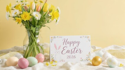 Easter celebration 2026 with colorful eggs and spring flowers for festive decor inspiration