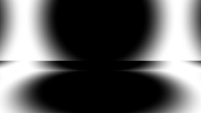 Abstract white glowing blurred circle gradient 3d room background with black floor stage