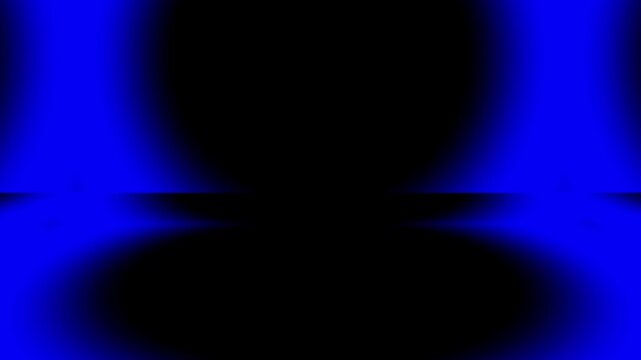Abstract blue glowing blurred circle gradient 3d room background with black floor stage