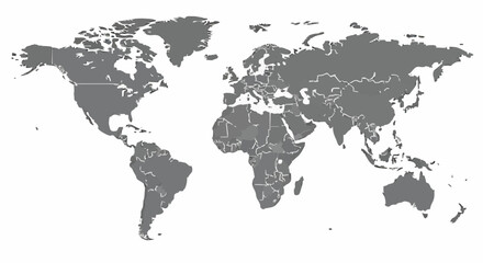 Fototapeta premium World Map Showing All Continents and Countries.