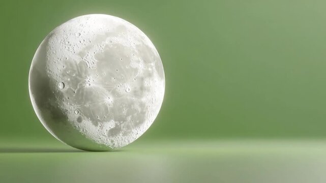 Lunar Orb Against Serene Canvas: A detailed lunar sphere takes center stage, its textured surface contrasting against a tranquil backdrop, evoking a sense of wonder and celestial beauty.