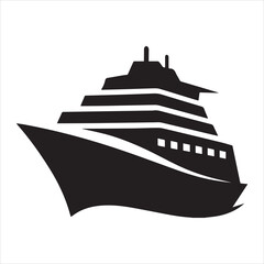 Obraz premium cruise ship icon black silhouette vector illustration on transparent background