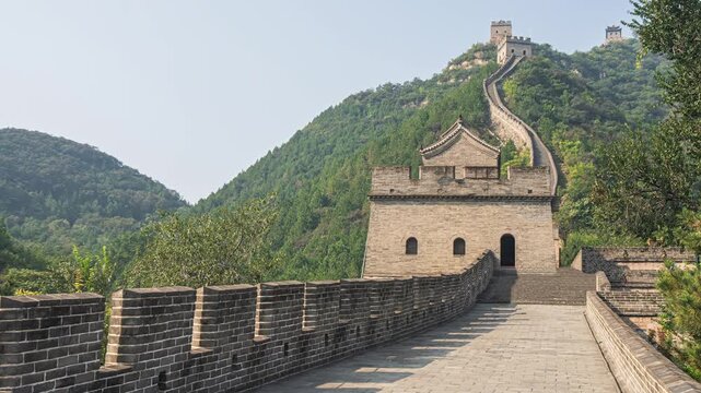 The Great Wall of China. Ancient historic site. Sunny summer day