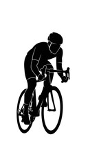 Obraz premium Silhouette of a cyclist on a racing bicycle, ready for competition