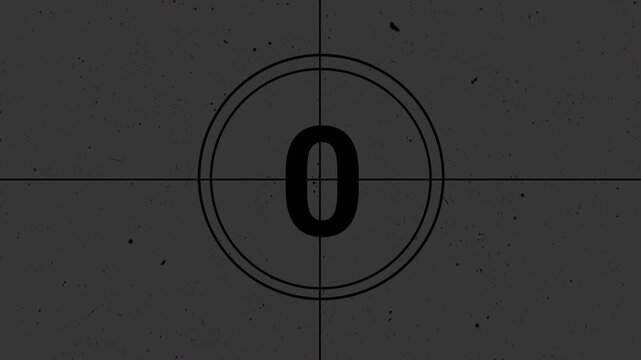 Countdown Timer from 5 to 0 number, 5 second Countdown old film animation, countdown Timer from Five to zero, Old film movie timer in 4k.

