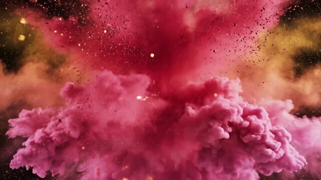 Abstract Burst of Colorful Holi Powder with Floating Particles