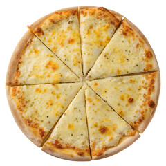 Four cheese pizza isolated on transparent background