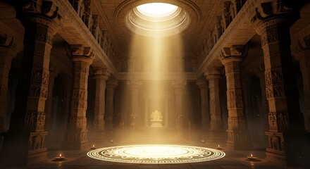 Divine Light in Ancient Stone Temple