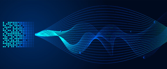 Big data visualization. Dynamic array of information. Data sorting process. Big data stream futuristic infographic. Complex big data connection or abstract futuristic technology