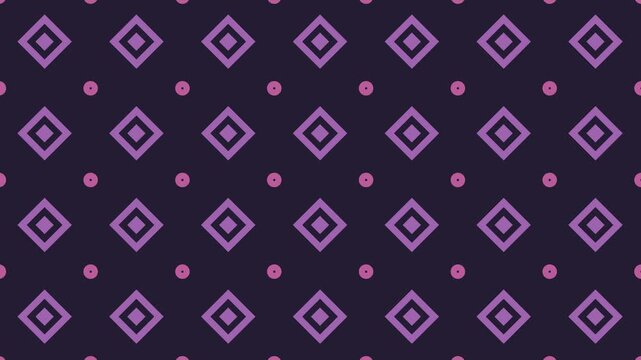 Seamless geometric pattern with circles and diamonds in purple and pink tones