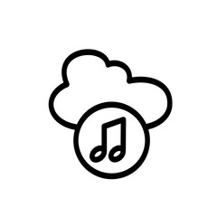 Music cloud icon. Cloud computing note vector icon. Vector graphic, not Artificial Intelligence, logo illustration. Replaceable vector design.	