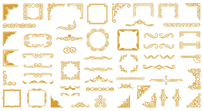 Gold seamless pattern frames borders vintage ornate elegant design vector background