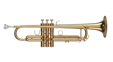 Obraz premium Brass trumpet isolated on transparent background