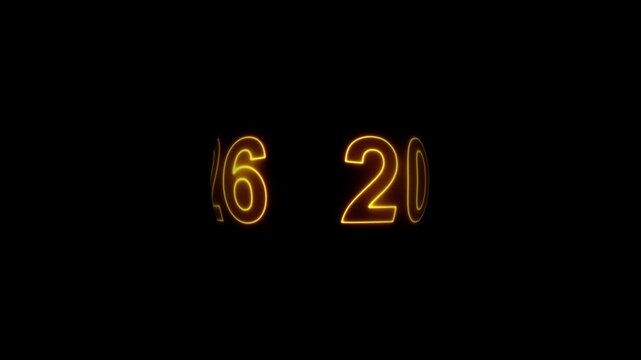  Happy New Year 2026 glowing neon text animation . Happy New Year 2026 neon light calligraphy banner.