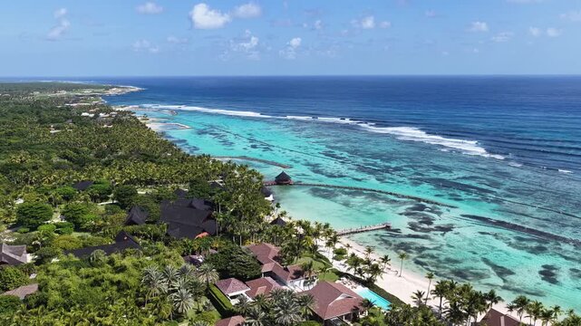 Punta Cana Skyline At Punta Cana In La Altagracia Dominican Republic. Caribbean Skyline. Beach Landscape. Nature Seascape. Punta Cana Skyline In Punta Cana In La Altagracia Dominican Republic.