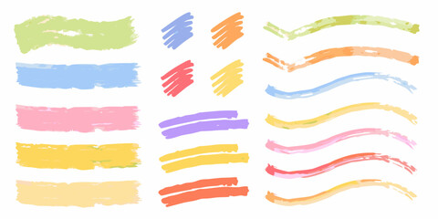 Colorful brushstroke collection with varied shapes and orientations