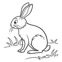 Obraz premium Easter Bunny Minimal Line Illustration White Back SVG Icon Vector