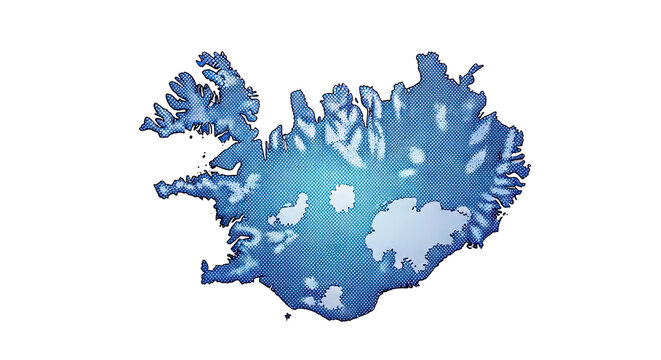 Artistic map of Iceland with blue dots and gradient