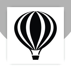 Obraz premium Hot Air Balloon Icon – Travel and Adventure Symbol in Black and White Vector,