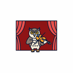 Fototapeta premium Owl plays violin on stage