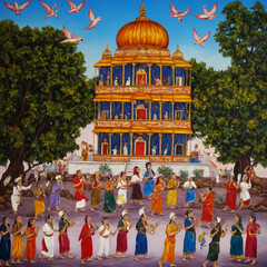 Bustling Street Life Scene
