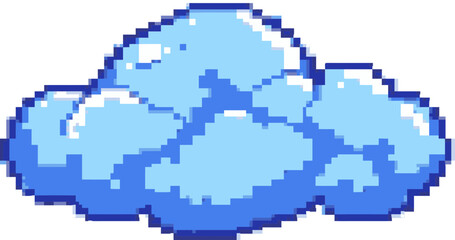 Obraz premium Pixel Art Blue Cloud Icon.
