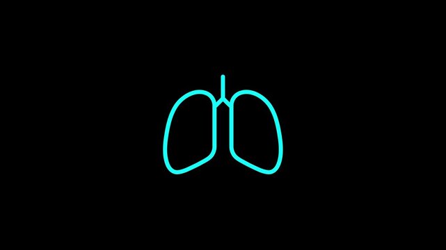 Mint colored futuristic medical lung icon 4k 30fps motion graphic animation