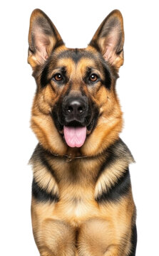 German Shepherd Dog Smiling Happy Tongue Out Isolated Transparent BG Cutout PNG